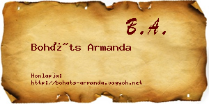 Boháts Armanda névjegykártya